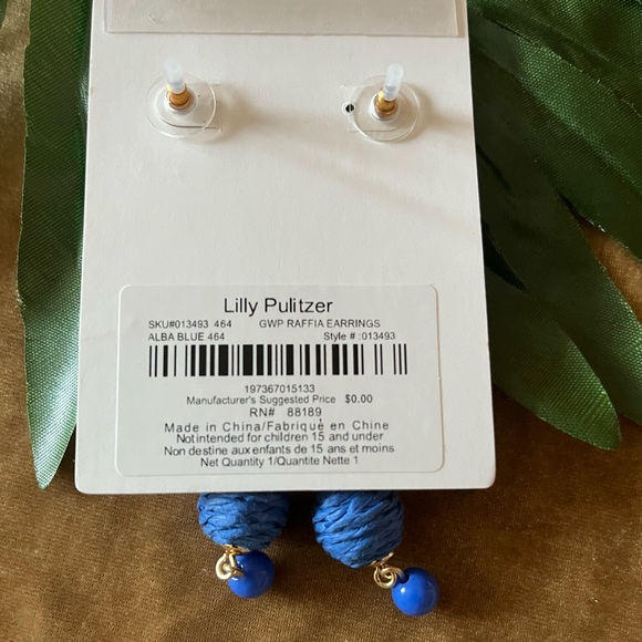 LILLY PULITZER Blue Raffia Earrings - Picture 7 of 8